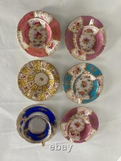 Set of Six Antique Demitasse Porcelain Cups