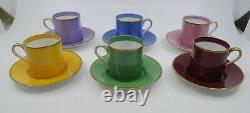 Set of Six Noritake China Porcelain Harlequin Demitasse Espresso Cups & Saucers