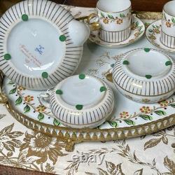 Sevres Porcelain Stacking Teapot Set Sugar Creamer Demitasse Cups Saucers Tray