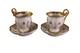 S&egrave;vres Style Demitasse Cups & Saucers Set Of 2 Gold Gilt Porcelain M. Imp Mark