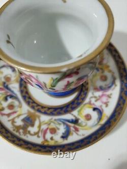 Sevres Style Demitasse Footed Cup and Saucer, gilded