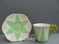 Shelley Apple Green Star 11993 Floral Dainty demitasse/coffee cup & saucer