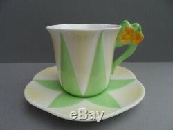 Shelley Apple Green Star 11993 Floral Dainty demitasse/coffee cup & saucer