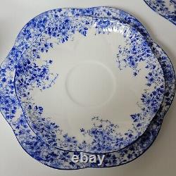 Shelley China Dainty Blue Demitasse 6 Cups 6 Saucers & 6 Bread Plates
