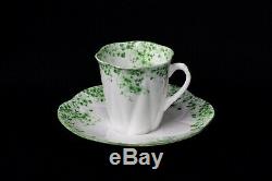 Shelley Dainty Green Daisy #053 Rare Demitasse Cup & Saucer Set Excellent