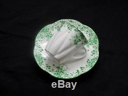 Shelley Dainty Green Daisy #053 Rare Demitasse Cup & Saucer Set Excellent