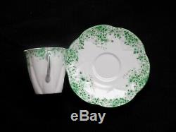 Shelley Dainty Green Daisy #053 Rare Demitasse Cup & Saucer Set Excellent