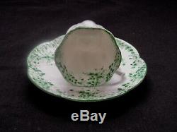 Shelley Dainty Green Daisy #053 Rare Demitasse Cup & Saucer Set Excellent