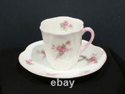 Shelley England Bridal Rose Spray Bone China SET 4 Demitasse Cups & Saucers MINT