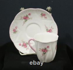 Shelley England Bridal Rose Spray Bone China SET 4 Demitasse Cups & Saucers MINT