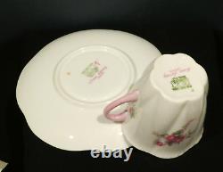 Shelley England Bridal Rose Spray Bone China SET 4 Demitasse Cups & Saucers MINT