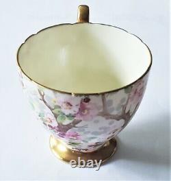 Shelley Fine Bone China Maytime Demitasse Cup and Saucer Chintz Gold Foot Ripon