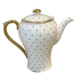 Shelley Turquoise Polka Dot Henley Coffee Pot Demitasse Cups/Saucers/Sugar/Cream