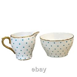 Shelley Turquoise Polka Dot Henley Coffee Pot Demitasse Cups/Saucers/Sugar/Cream