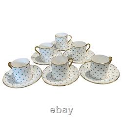Shelley Turquoise Polka Dot Henley Coffee Pot Demitasse Cups/Saucers/Sugar/Cream