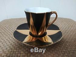 Shelley Vintage Demitasse Harlequin Black/Gold Star Tea Cup & Saucer 11777