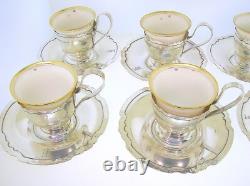 Shreve & Co. Sterling Silver Set Of 6 Demitasse Cups Saucers 14.6 Ozt Silver