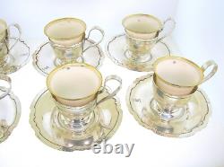 Shreve & Co. Sterling Silver Set Of 6 Demitasse Cups Saucers 14.6 Ozt Silver