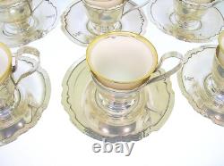 Shreve & Co. Sterling Silver Set Of 6 Demitasse Cups Saucers 14.6 Ozt Silver
