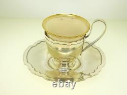 Shreve & Co. Sterling Silver Set Of 6 Demitasse Cups Saucers 14.6 Ozt Silver