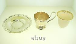 Shreve & Co. Sterling Silver Set Of 6 Demitasse Cups Saucers 14.6 Ozt Silver