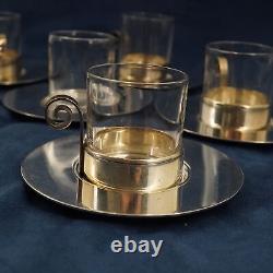 Silver Tiffany & Co. Art Deco Demitasse Cups & Saucers Free Ship USA