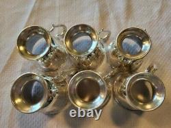 Six Antique Whiting Sterling Silver Georgian Demitasse Cups Saucers 469.17 Grams