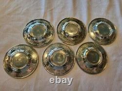 Six Antique Whiting Sterling Silver Georgian Demitasse Cups Saucers 469.17 Grams