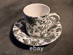 Six Arden Burleigh Green Demitasse Espresso Cup Saucer Set Staffordshire 1960
