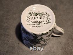Six Arden Burleigh Green Demitasse Espresso Cup Saucer Set Staffordshire 1960