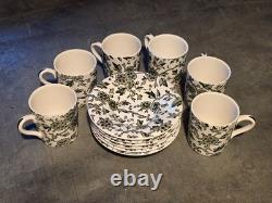 Six Arden Burleigh Green Demitasse Espresso Cup Saucer Set Staffordshire 1960