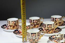 Six Royal Crown Derby Imari 2451 Quality Demitasse Coffee Cups & Saucers