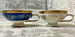 Six Vintage Arnart 5th Ave Hand Painted #2056 Espresso Demitasse Cups Saucers