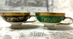 Six Vintage Arnart 5th Ave Hand Painted #2056 Espresso Demitasse Cups Saucers