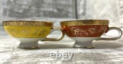 Six Vintage Arnart 5th Ave Hand Painted #2056 Espresso Demitasse Cups Saucers