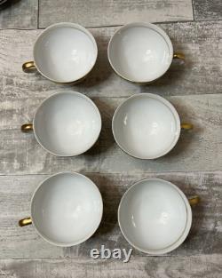 Six Vintage Arnart 5th Ave Hand Painted #2056 Espresso Demitasse Cups Saucers