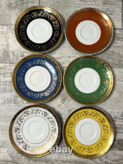 Six Vintage Arnart 5th Ave Hand Painted #2056 Espresso Demitasse Cups Saucers