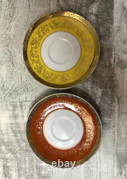 Six Vintage Arnart 5th Ave Hand Painted #2056 Espresso Demitasse Cups Saucers