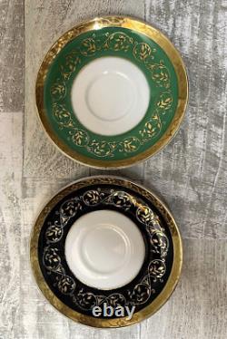 Six Vintage Arnart 5th Ave Hand Painted #2056 Espresso Demitasse Cups Saucers