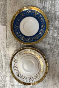 Six Vintage Arnart 5th Ave Hand Painted #2056 Espresso Demitasse Cups Saucers