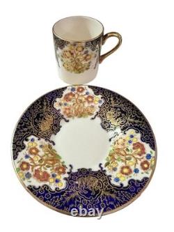 Soho Pottery Solian Ware Demitasse cups & saucers cobalt Blue Gold Set of 11