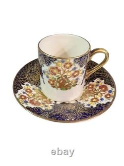 Soho Pottery Solian Ware Demitasse cups & saucers cobalt Blue Gold Set of 11