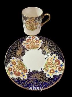 Soho Pottery Solian Ware Demitasse cups & saucers cobalt Blue Gold Set of 11