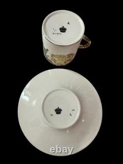Soho Pottery Solian Ware Demitasse cups & saucers cobalt Blue Gold Set of 11