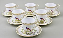 Spode Chelsea Bird Coffee Demitasse Cups & Saucers X 6 Royal Provenance Mint