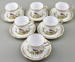 Spode Chelsea Bird Coffee Demitasse Cups & Saucers X 6 Royal Provenance Mint