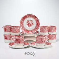 Spode Copeland Camilla Red Floral Demitasse Espresso Cups Saucers 10 Sets Lot