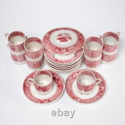 Spode Copeland Camilla Red Floral Demitasse Espresso Cups Saucers 10 Sets Lot