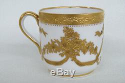 Spode Copeland Plummer NY White Gold Demitasse Espresso Cup and Saucer 1915B