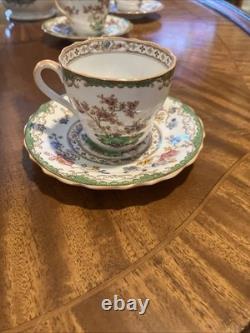 Spode Eden Vintage Tea Set Teapot, Creamer And 6 Demitasse Cups And Saucers